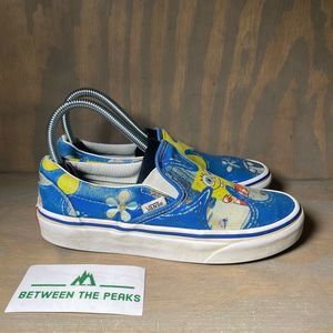 Vans X Spongebob Classic Skate Shoes Blue Canvas Slip On Flats Women 6.5 Men 5